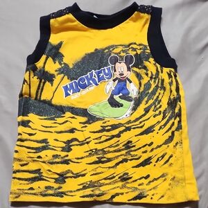Disney Mickey Surfing Yellow and Black Tank Top